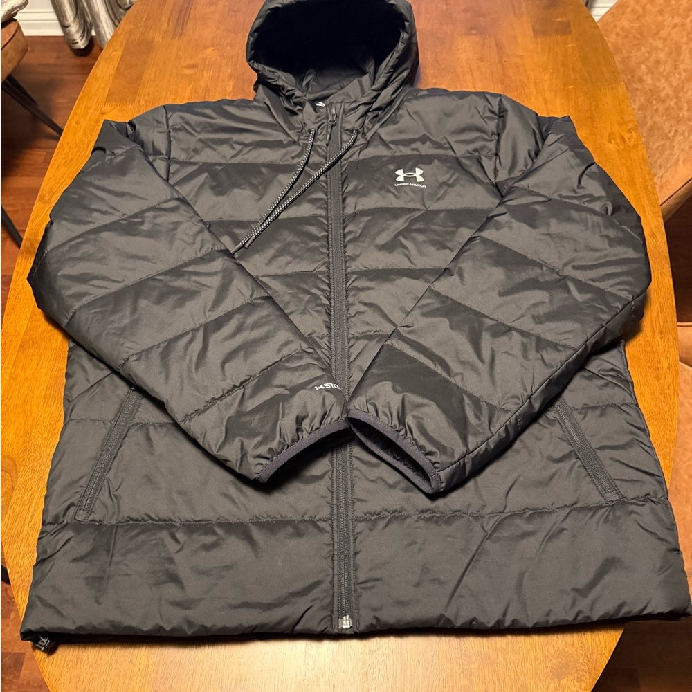 Under Armour Men's Storm Hooded Puffer Jacket in Black, XXL